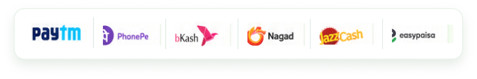 Paytm, PhonePe, bKash, Nagad, JazzCash and easypaisa