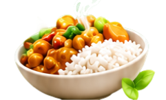A bowl of rice and vegetables