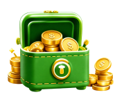 Wallet filled with coins